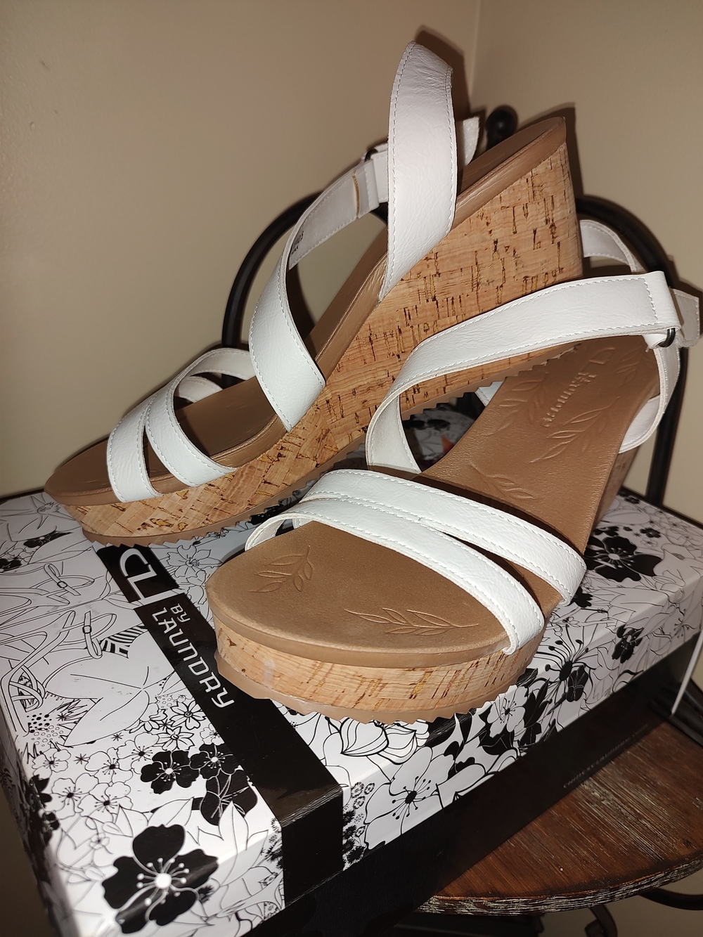 CL by Chinese Laundry White Cork Wedge Sandals